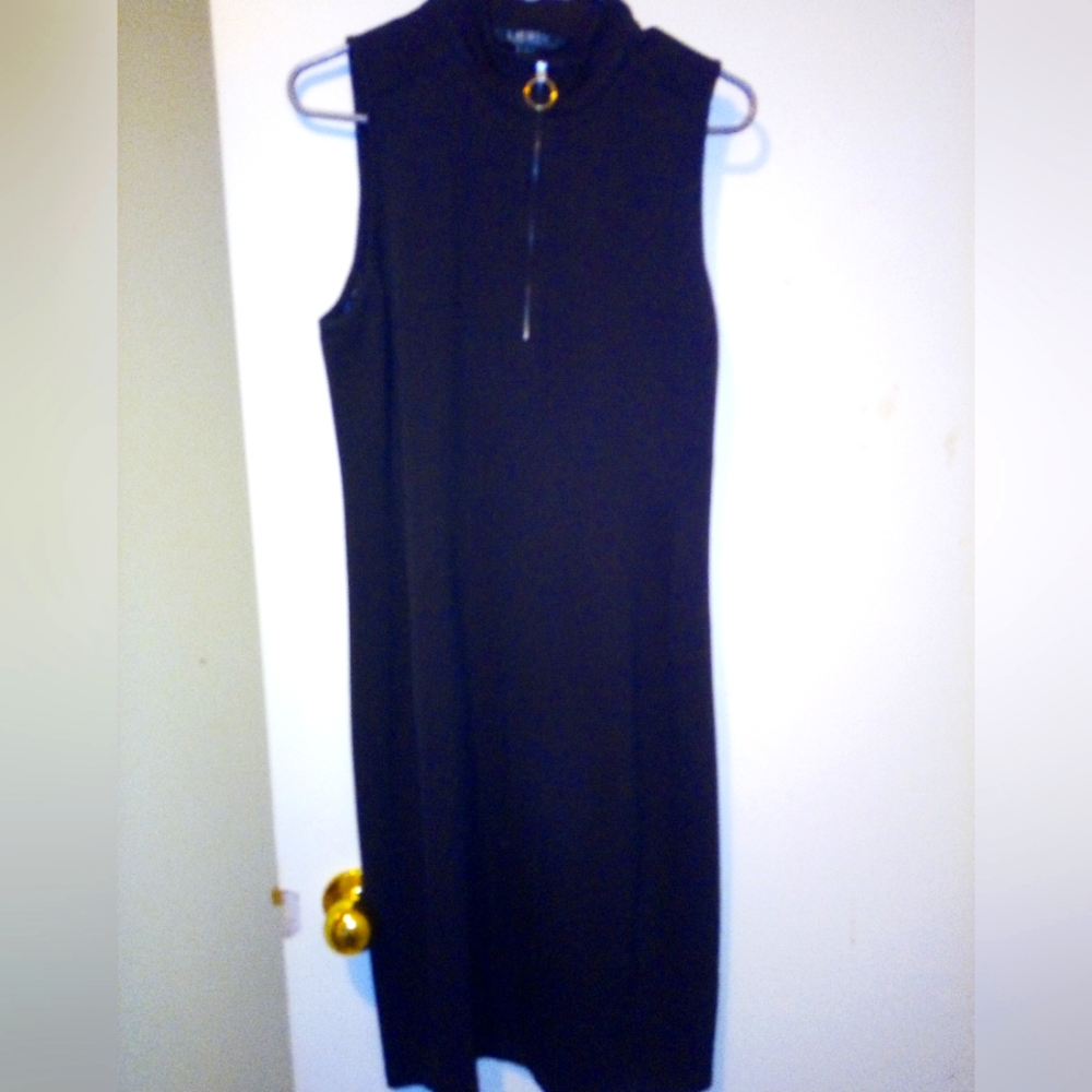 Elegant Black Sleeveless Dress Ralph Lauren pTP Is 20", Has Some Stretch,